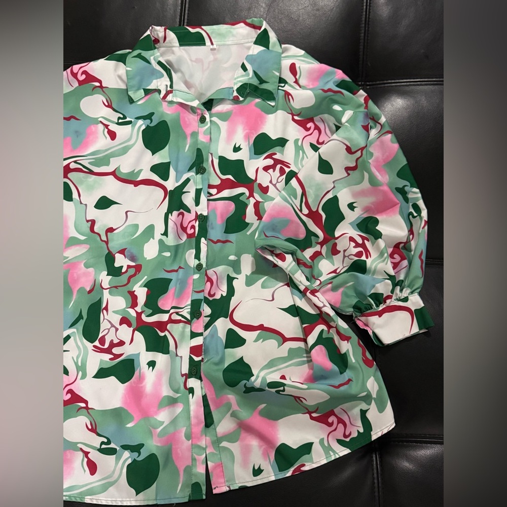 Colorful Abstract Button-Up Shirt